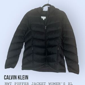 Calvin Klein XL Women's Lightweight Premium Down Puffer Jacket Black  NEW
